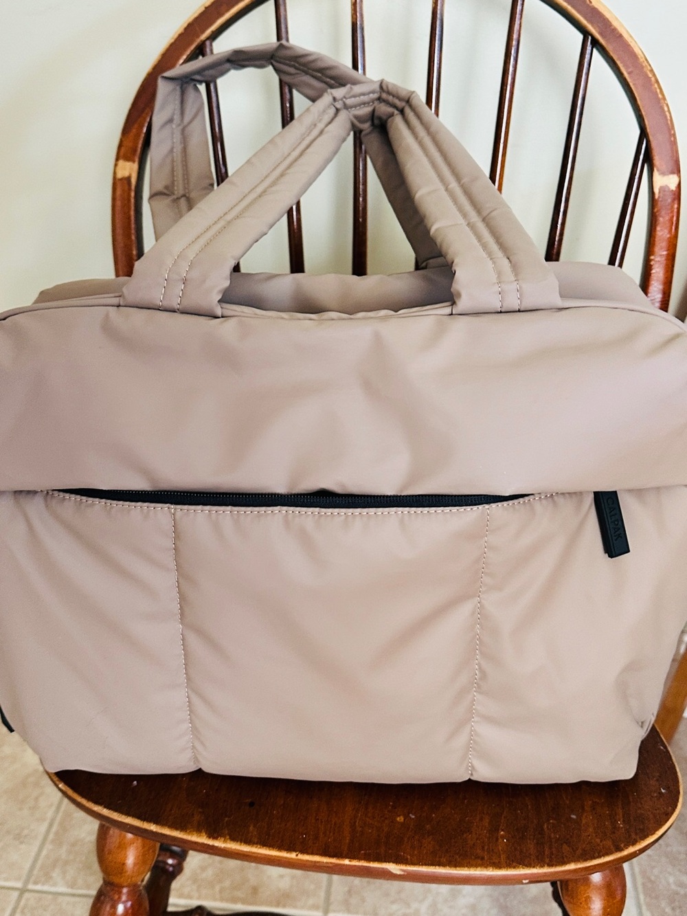 CALPAK Luka Duffel Taupe Weekender Travel Bag 25L Chocolate